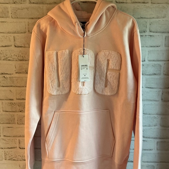 Women’s NWT Large Rey UGGfluff Pullover Logo Hoodie-Lotus Blossom Pink - Picture 7 of 8